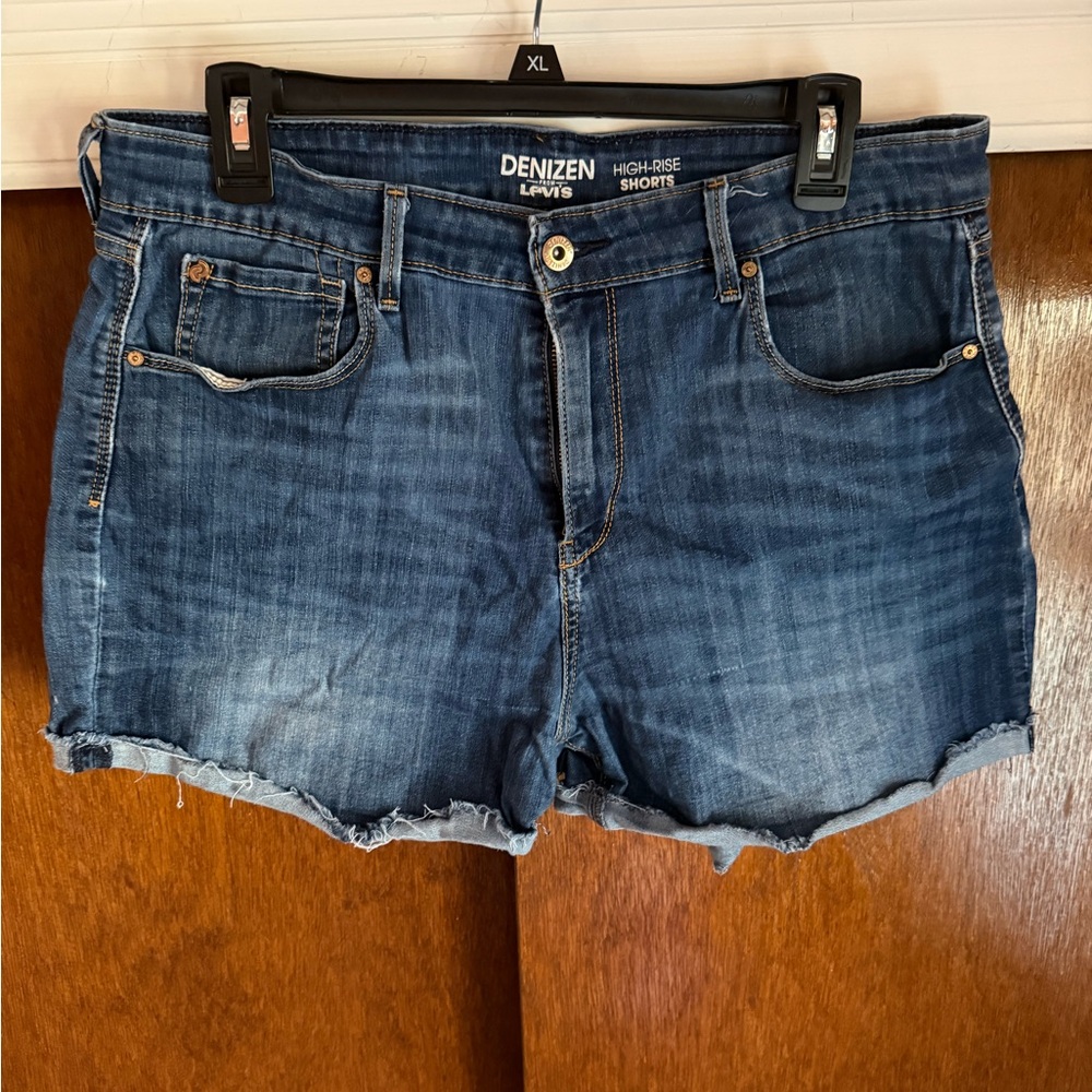 Denizen from Levi's Distressed Dark Blue High-Rise Jean Shorts